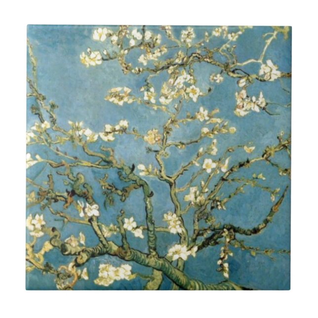 Blossoming Almond Träd av Van Gogh Kakelplatta (Framsidan)