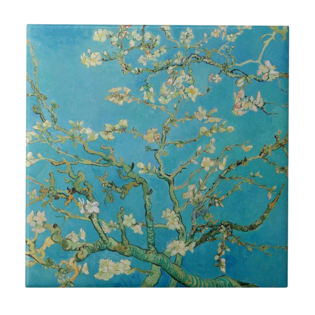Blossoming Almond Träd av Van Gogh Kakelplatta (Framsidan)