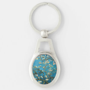 Blossoming Almond Träd av Vincent van Gogh. Ovalt Silverfärgad Nyckelring