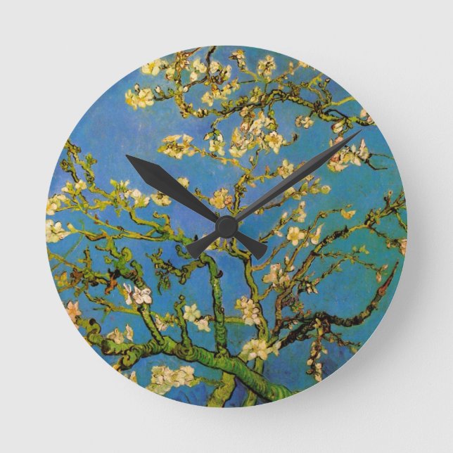 Blossoming Almond Träd av Vincent van Gogh Rund Klocka (Framsida)