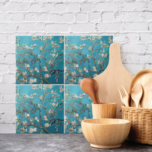 Blossoming Almond Träd Blommigt Vincent van Gogh Kakelplatta