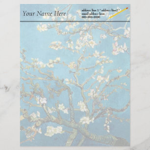 Blossoming Almond Träd, Van Gogh. Brevhuvud
