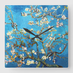 Blossoming Almond Träd Van Gogh Fine Art Fyrkantig Klocka