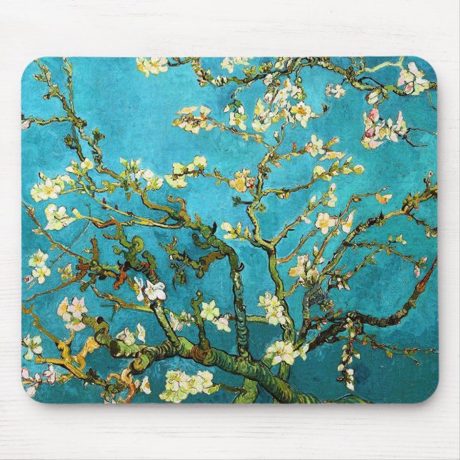 Blossoming Almond Träd Van Gogh Fine Art Musmatta (Framsidan)