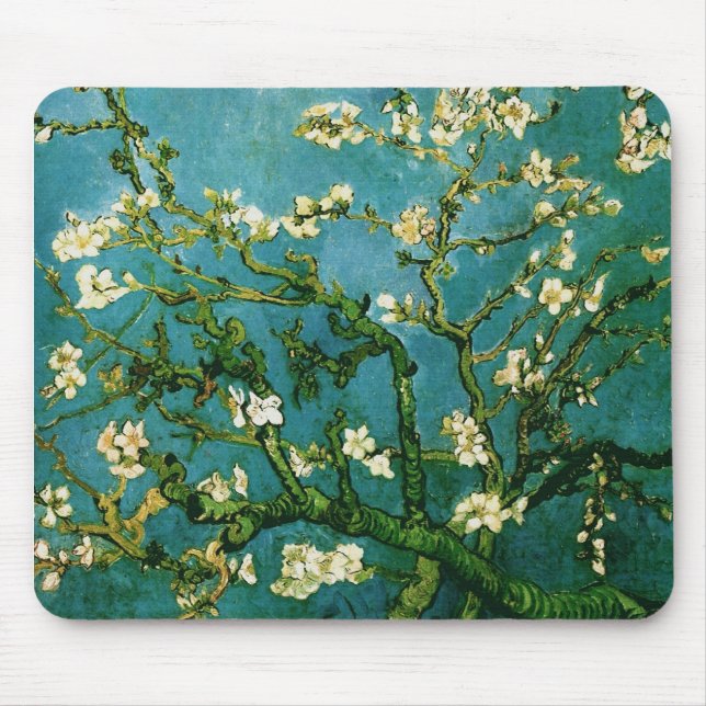 Blossoming Almond Träd Van Gogh Fine Art Musmatta (Framsidan)