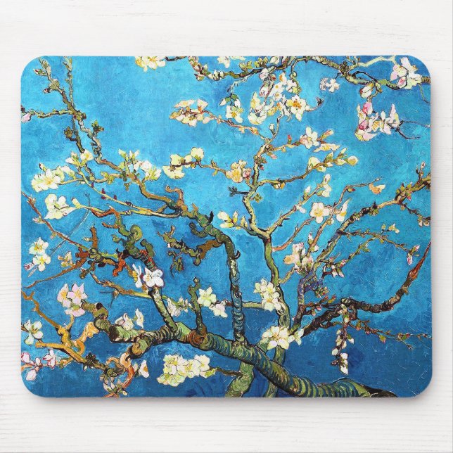 Blossoming Almond Träd Van Gogh Fine Art Musmatta (Framsidan)