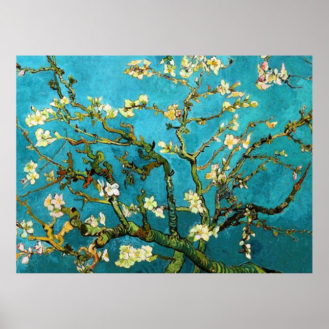 Blossoming Almond Träd Van Gogh Fine Art Poster (Framsidan)