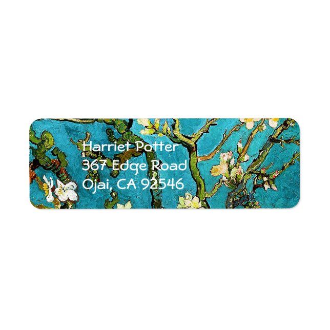 Blossoming Almond Träd Van Gogh Fine Art Returadress Etikett (Framsidan)