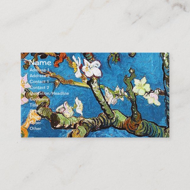 Blossoming Almond Träd Van Gogh Fine Art Visitkort (Framsida)