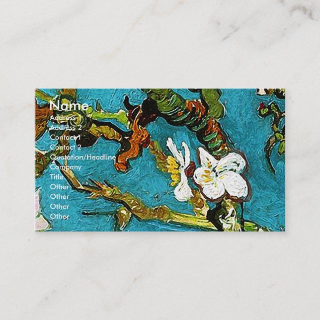 Blossoming Almond Träd Van Gogh Fine Art Visitkort (Framsida)