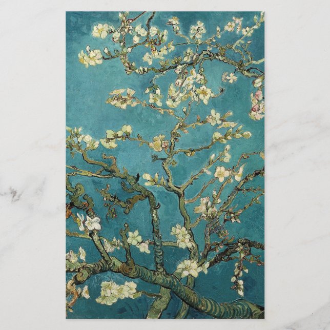 Blossoming Almond Träd, Vincent van Gogh. Flygblad (Framsidan)