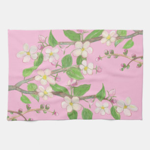Blossoming Apple Träd Gren Pastel Rosa Kökshandduk
