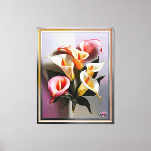 Blossoming av Calla Lilies i Pastel Färg Canvastryck