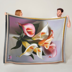 Blossoming av Calla Lilies i Pastel Färg Fleecefilt