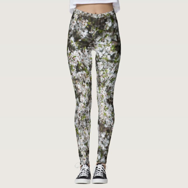 Blossoming av körsbär träd leggings (Framsida)