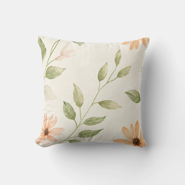 "Blossoming Beauty - Blommönster Square Pillow" Kudde (Framsida)