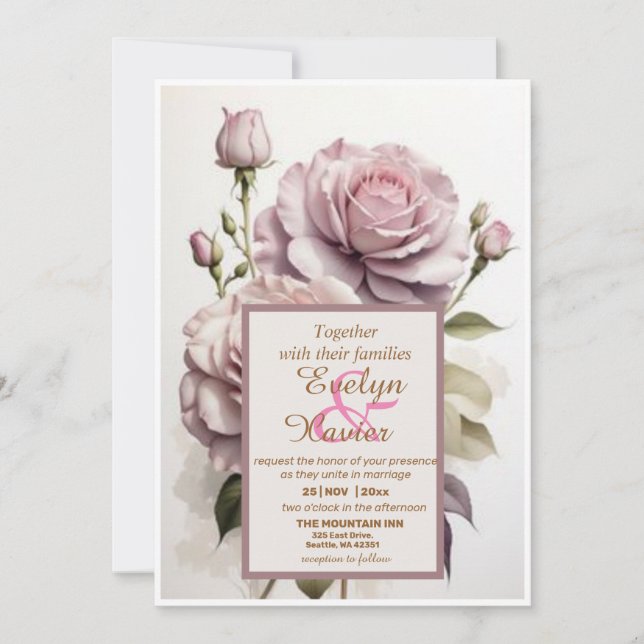 Blossoming Beginnings till Rosy Romantik-inbjudan Inbjudningar (Framsida)