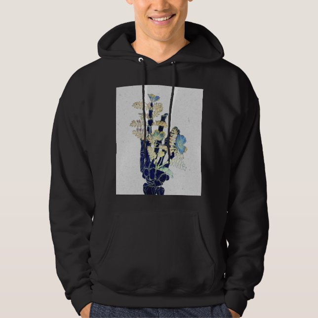 Blossoming Bones #1 - Hand - lodrät Hoodie (Framsida)