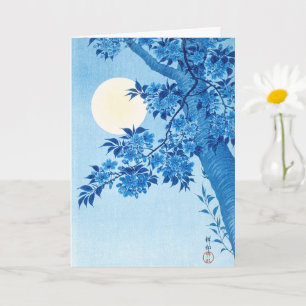 Blossoming Cherry Moonlit Night Ohara Koson Blue Kort