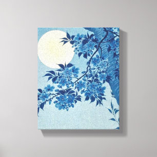 Blossoming Cherry on a Moonlit Night - Ohara Koson Canvastryck