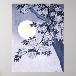 Blossoming Cherry on Moonlit Night Ohara Koson 18A Poster