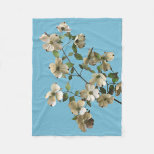 Blossoming Dogwood Träd Gren Fleecefilt