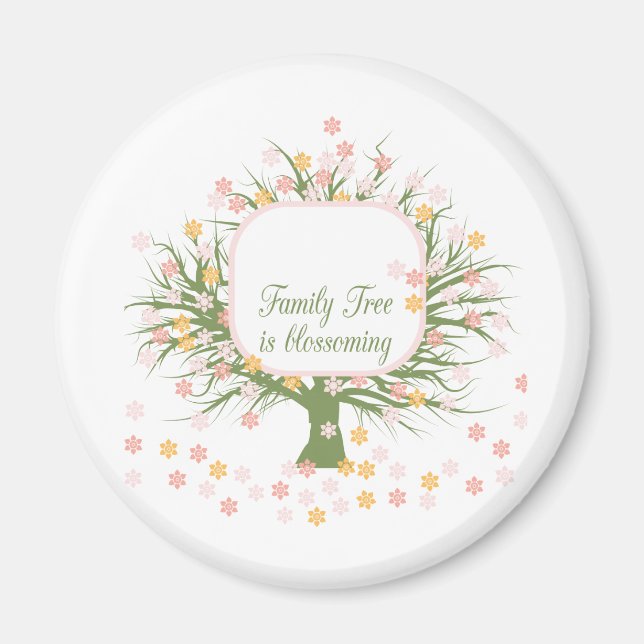 Blossoming Family Träd Magnet (Framsidan)