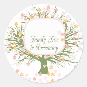 Blossoming Family Träd Runt Klistermärke