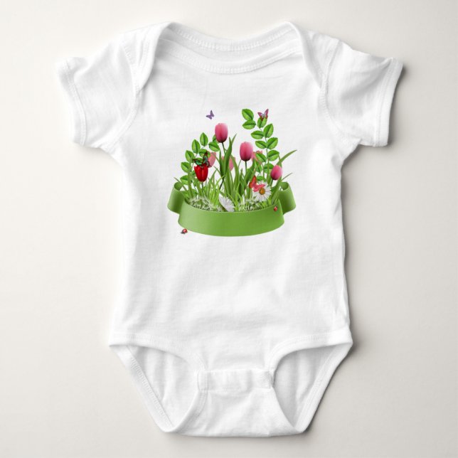 Blossoming Flower Baby Bodykostym T Shirt (Framsida)