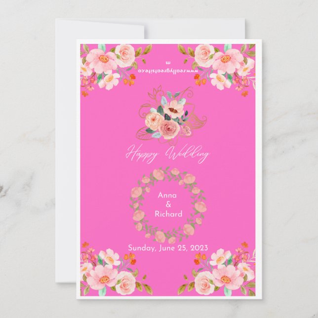 Blossoming Kärlek: Bröllopsinbjudan till Blommigt  Inbjudningar (Framsida)
