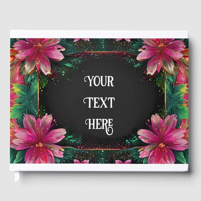 Blossoming Romantik: Ett tema för Blommigt Bröllop Gästböcker (Framsida)