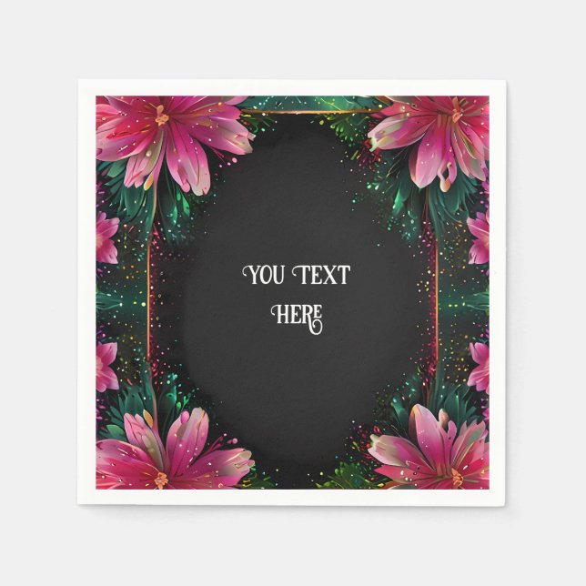 Blossoming Romantik: Ett tema för Blommigt Bröllop Pappersservett (Framsidan)