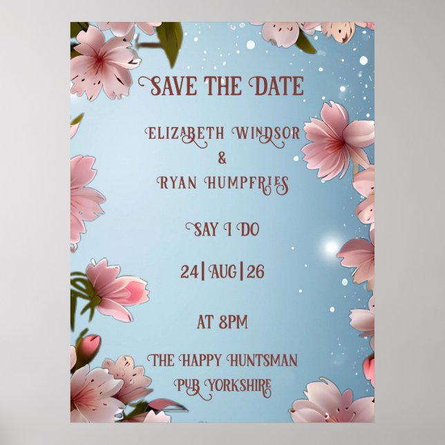 Blossoming Romantik: Ett tema för Blommigt Bröllop Poster (Framsidan)