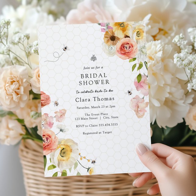 Blossoms and Honey Bee Bridal Shower Invitation Inbjudningar (Skapare uppladdad)