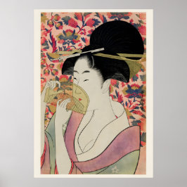 Blossoms & Beauty Edo Period Geisha Painting Poster