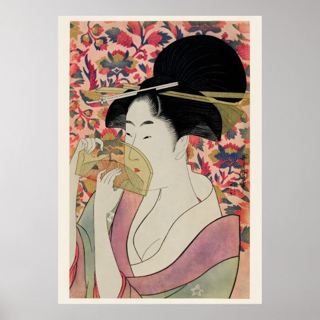 Blossoms & Beauty Edo Period Geisha Painting Poster (Framsidan)