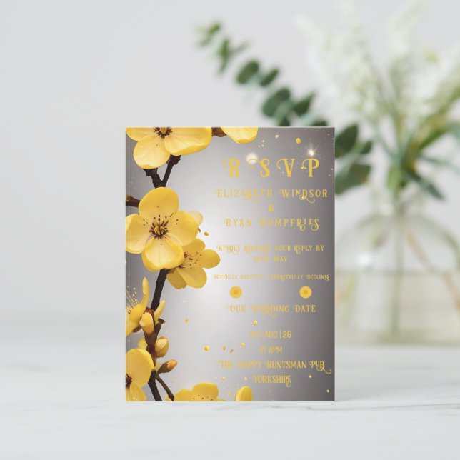 "Blossoms of Love" Bröllopsinbjudan Kollektion Vykort (Stående Fram)