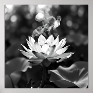BlossomTranquilitet: Lotus Charcol Art Poster
