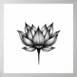 BlossomTranquilitet: Lotus Charcol Art Poster