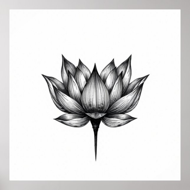 BlossomTranquilitet: Lotus Charcol Art Poster (Framsidan)