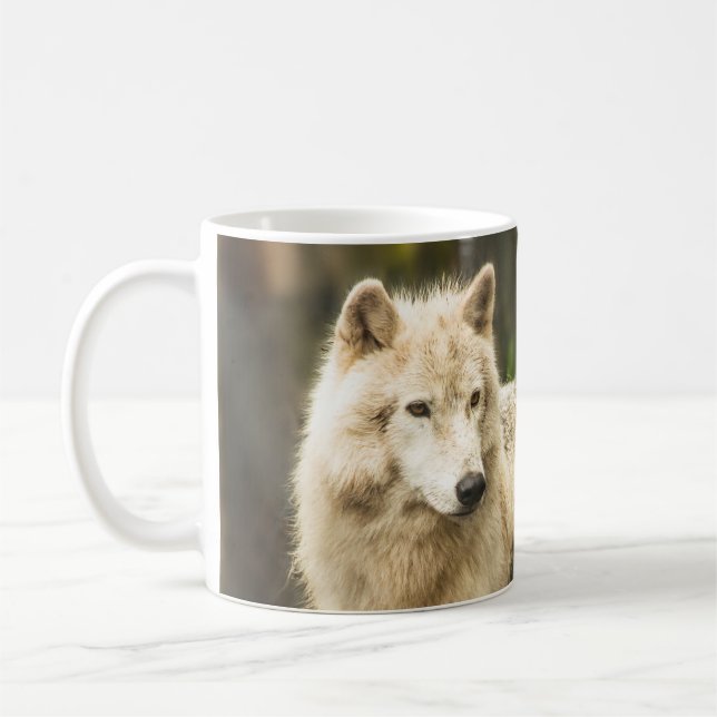Blöt Arktisk Varg i Vår Foto Kaffemugg (Vänster)