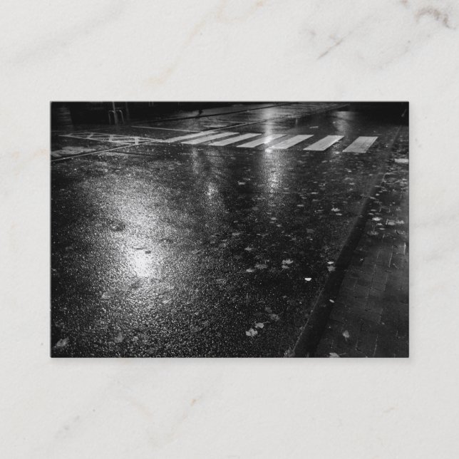 Blöt Autumn Road på natten Visitkort (Framsida)