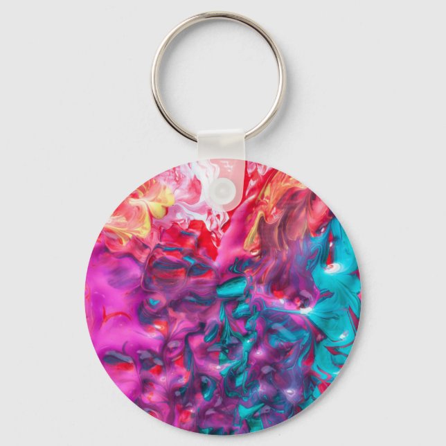 Blöt, färgstark abstrakt konst palett modern nyckelring (Framsida)