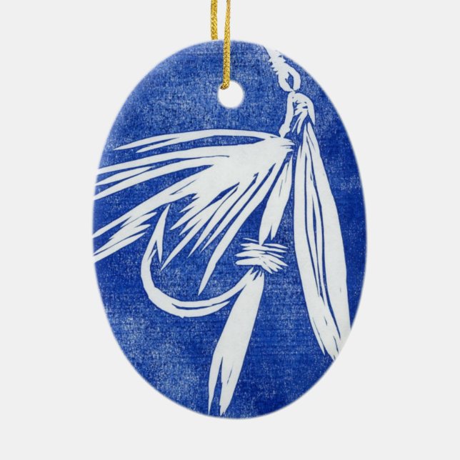 Blöt fly - blått klassiskt Blöt Fly jul Ornament (Baksidan)