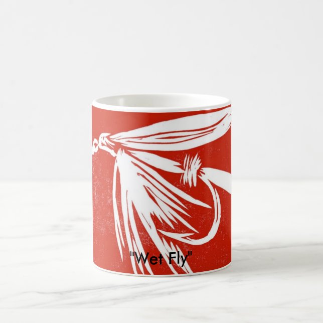 "Blöt Fly on red" Classic Trout Fly Mugg (Center)