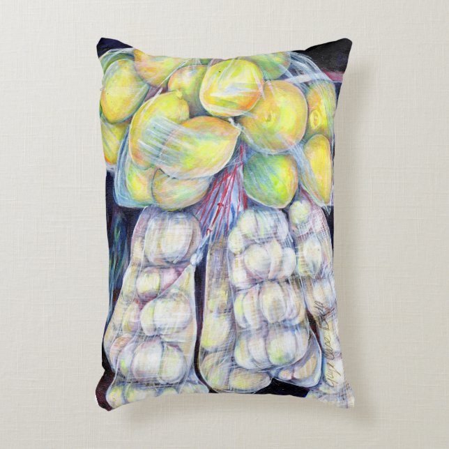 Blöt Markets underverk, Singapore Prydnadskudde (Framsidan(Vertikal))