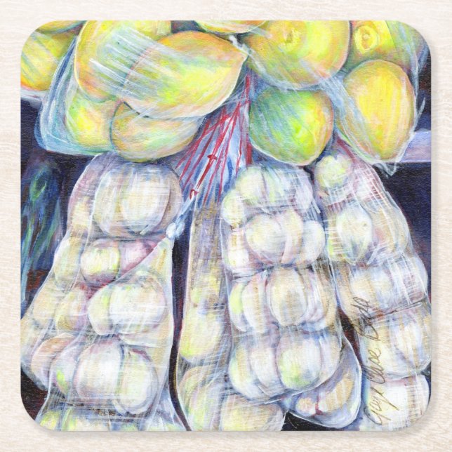 Blöt Markets underverk, Singapore Underlägg Papper Kvadrat (Framsidan)