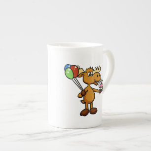 Blöt med ballong och kaka välj tillbaka färg benporslin mugg