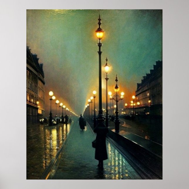 Blöt Natt i Paris Modern Impressionister stil Poster (Framsidan)