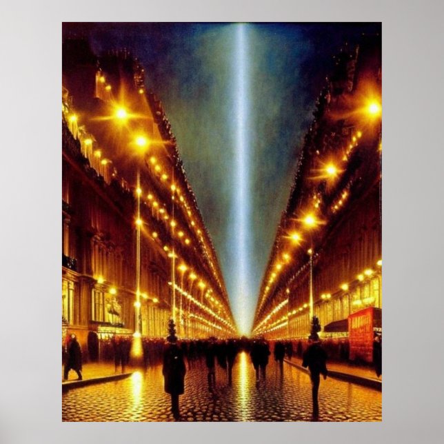 Blöt Natt i Paris Modern Impressionister stil Poster (Framsidan)